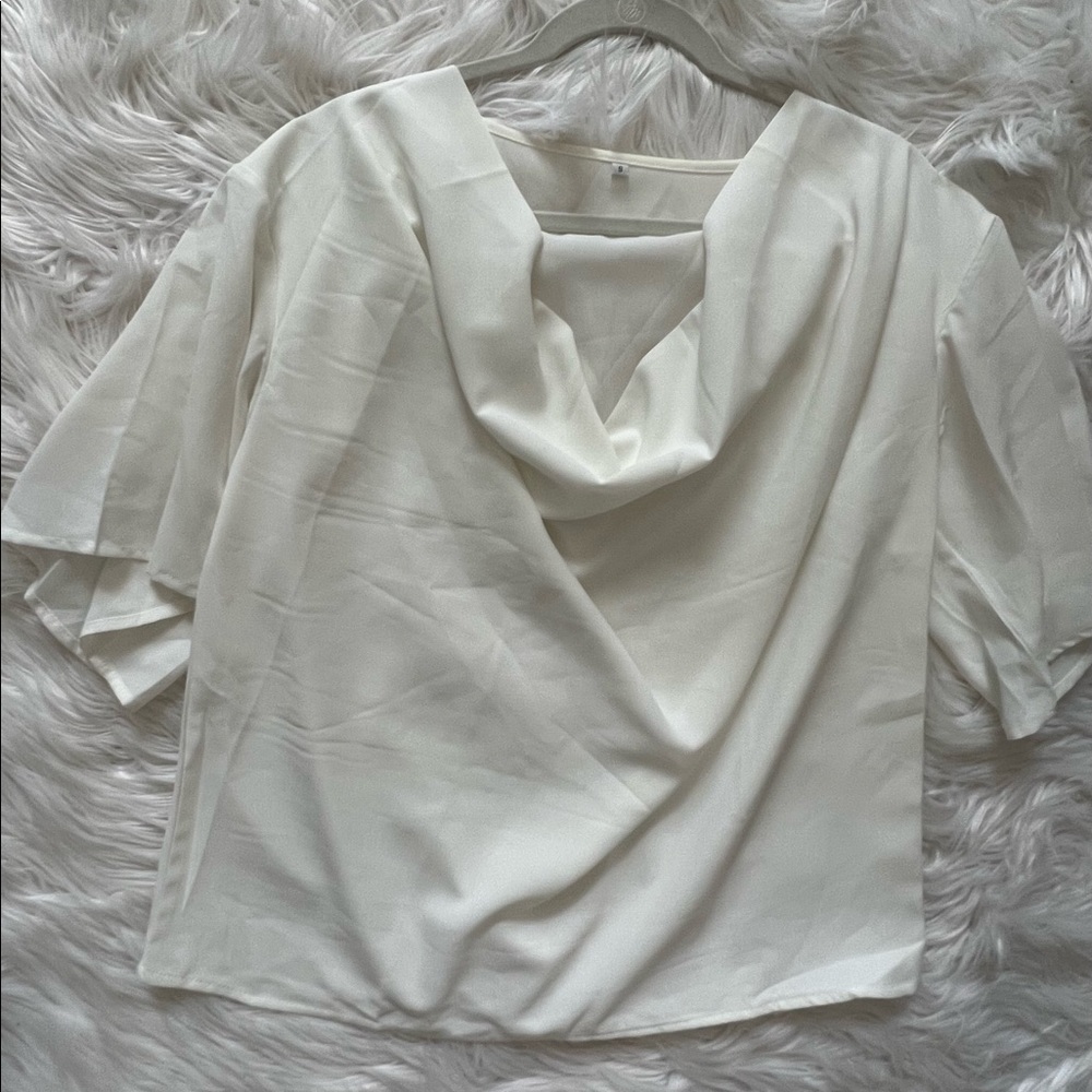 Sheer cowl neck blouse